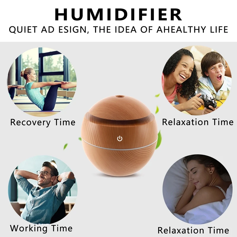 USB Aroma Humidifier Essential Oil Diffuser Ultrasonic Cool Mist Humidifier Air Purifier 7 Color Change LED Night Light For Offi