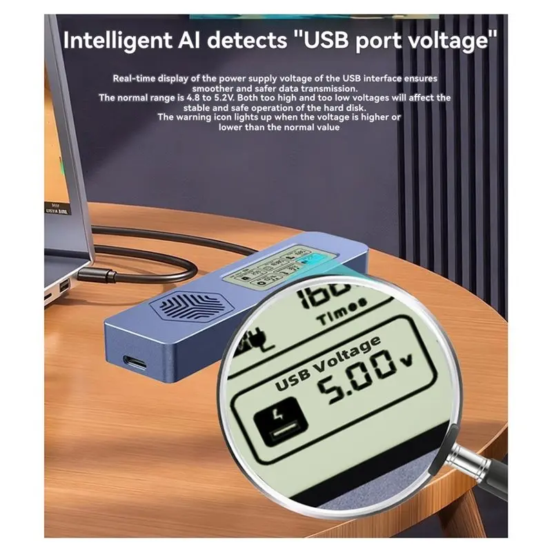M.2 하드 드라이브 케이스 NVME SSD 솔리드 스테이트 모바일 스토리지 인클로저 지능형 디지털 상태 감지 모니터링 기능