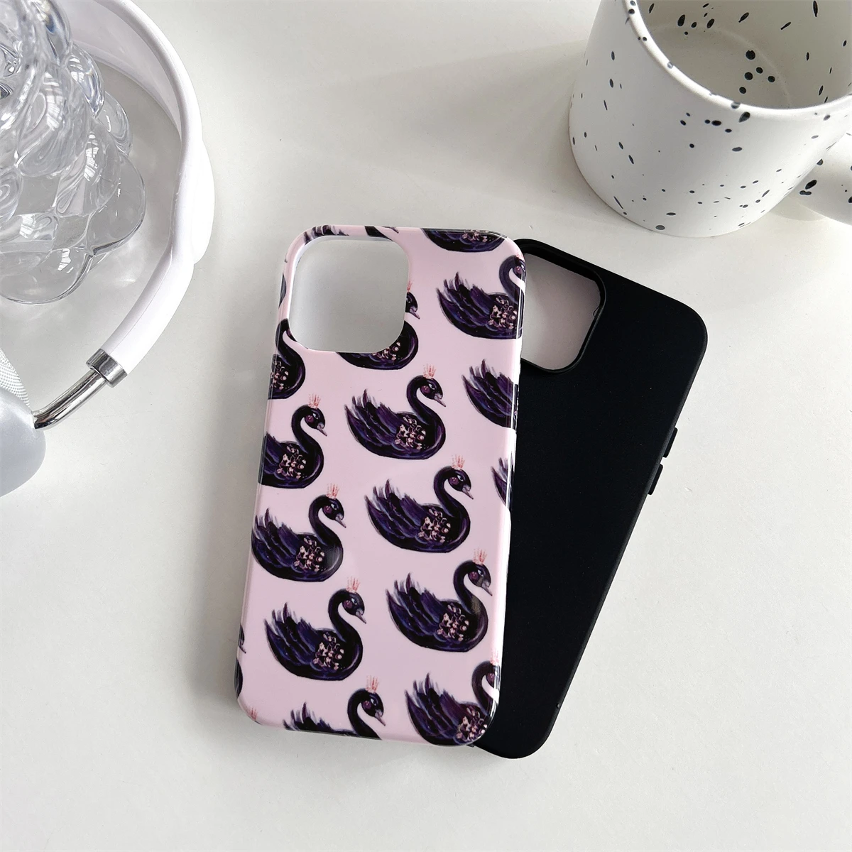 Swan Pattern IntInclusive Phone Case For iPhone