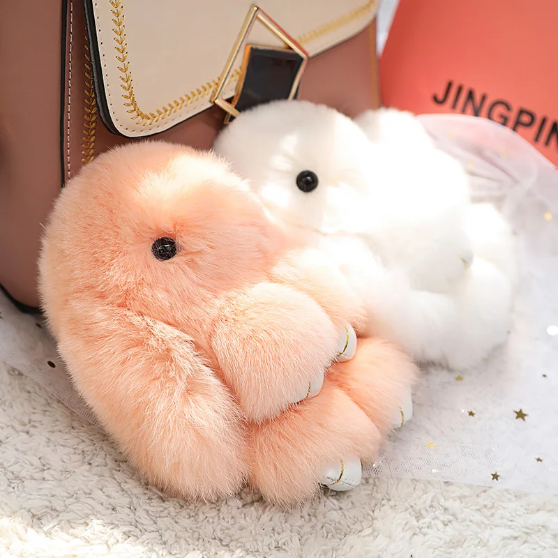 Cute Hedgehog Real Rex Rabbit Fur Key Chains Plush Toy Pendant Kids School  Bag Hanging Ornaments Women Car Keyring Trinkets Gift