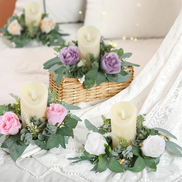Roses Wedding Candle Rings Floral Candle Rings Packs Artificial
