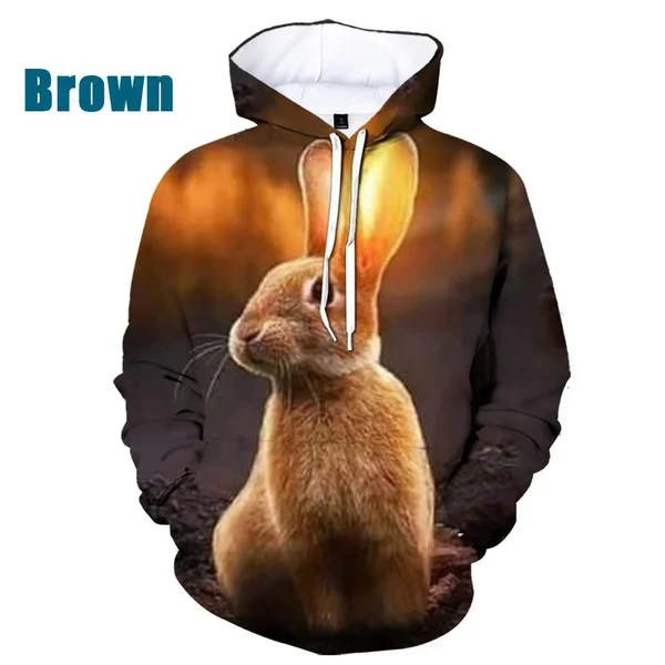 

Novel and innovative Rabbit pattern 3D printed hoodie for men and women, cute and fashionable animal hoodie pullover