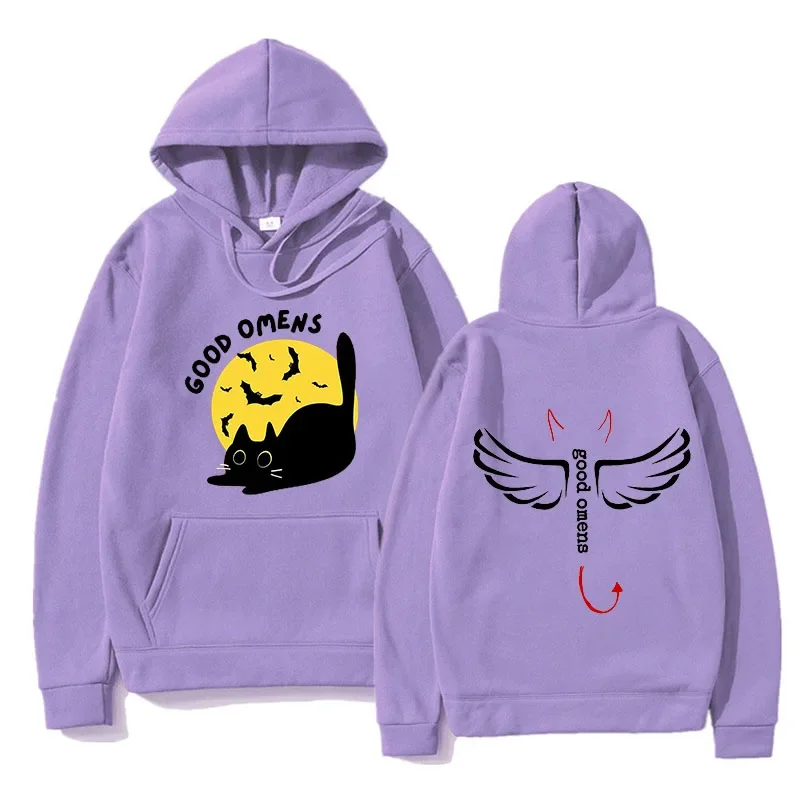 Black Cats Are Good Omens Print Unisex Hoodie Y2K Sweatshirt for Women's/Men's Hoodies Streetwear Solid Hoodies Pullovers Tops