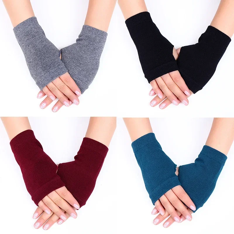 1Pair Outdoors Fingerless Hand Gloves Thin Solid Color Short Mittens Cycling Sunscreen UV Protection Touch Screen Driving Gloves