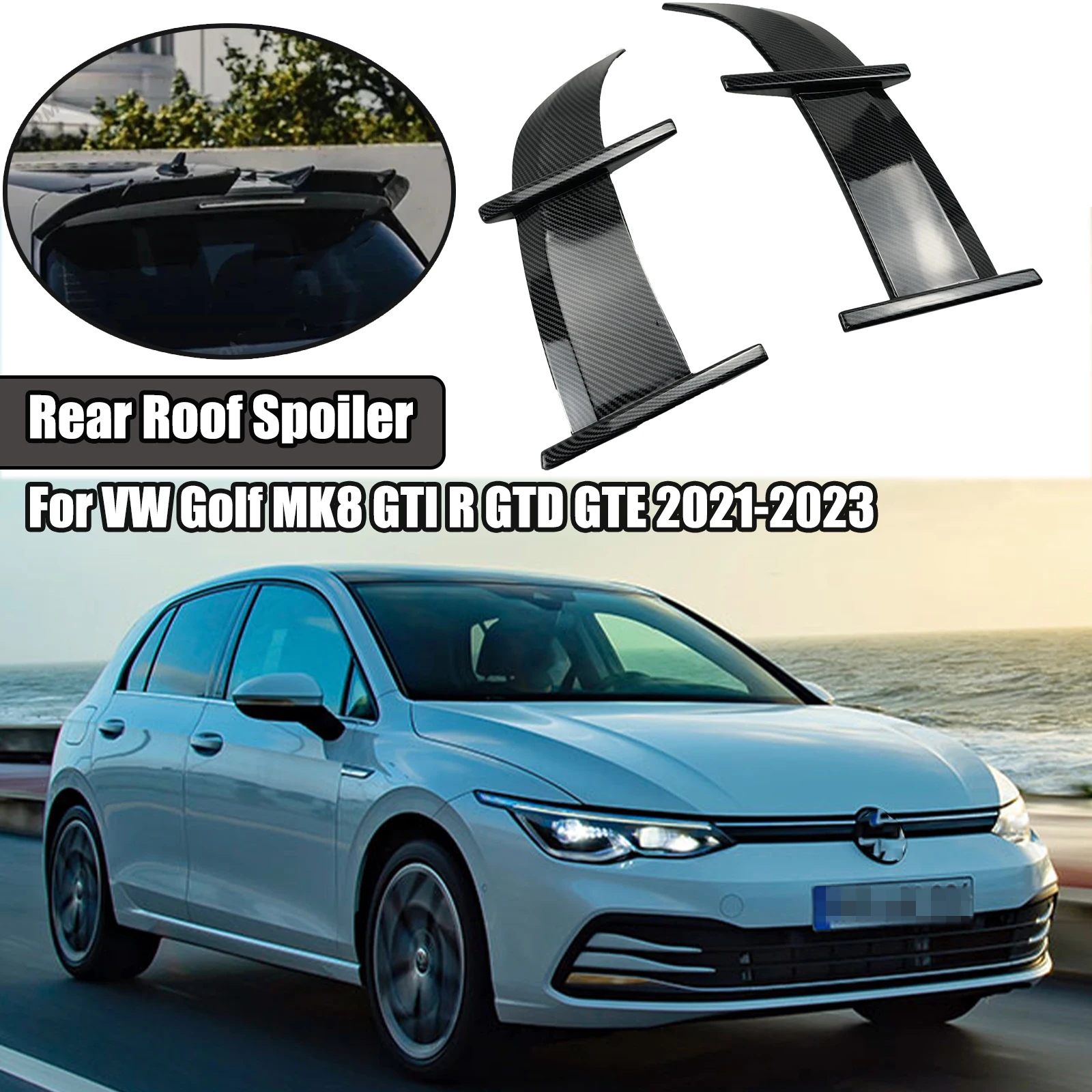 

Car Rear Tail Spoiler For VW Golf 8 MK8 GTI R GTD GTE 2021-2023 Wings AK Style Rear Trunk Roof Lip Spoiler Splitter Body Kit