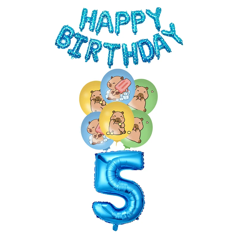 Capybara Geburtstag Party Dekoration Cartoon Tier Einweg Geschirr Set PVC Stroh Party Liefert Banner Ballon Hintergrund Kinder – Detail 26