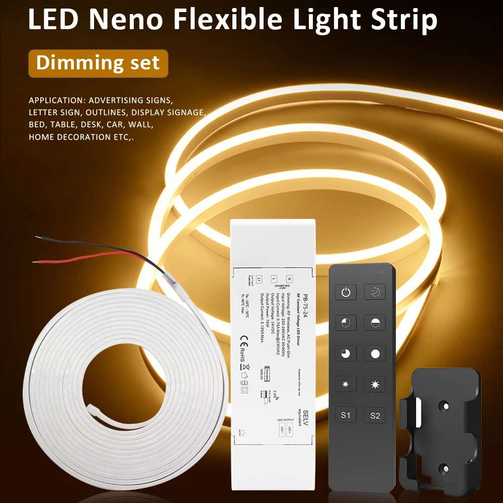 Dimmable 24v LED Neon Light 5M 10M 4x10mm SMD2835 120Leds/m Waterproof Flexible Tape Strip Warm Cold White for Home Decoration