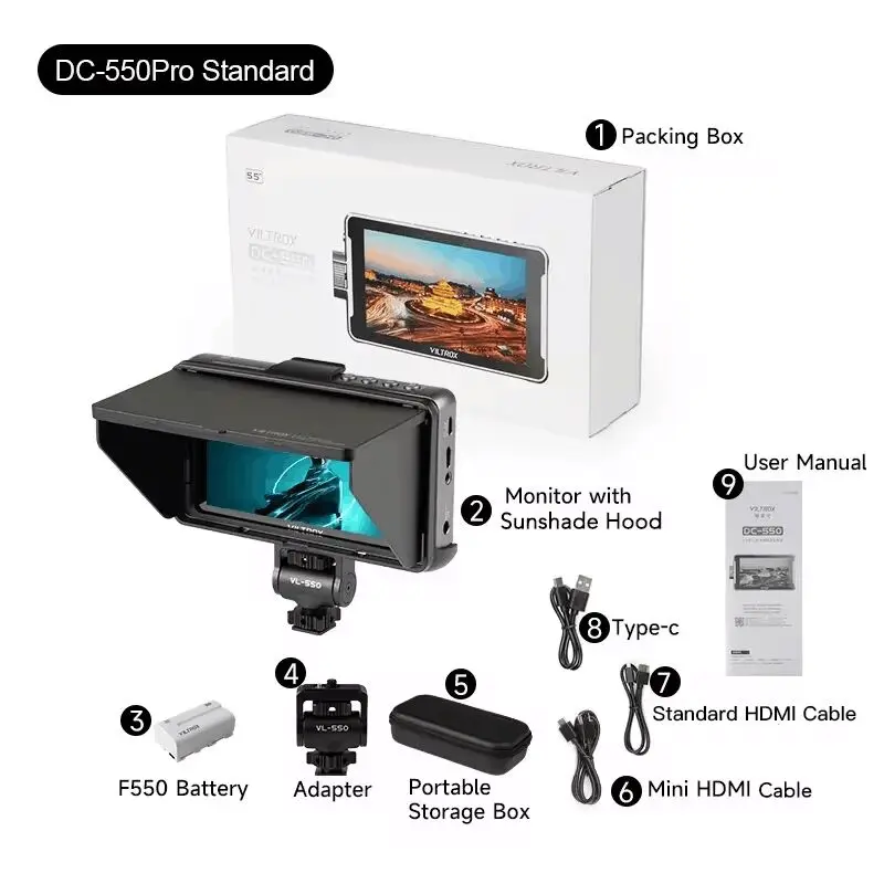 VILTROX 5.5 インチ ポータブル モニター DC-550/DC-550 Pro タッチ