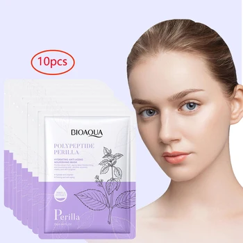 10pcs Polypeptide Perilla Hydrating Anti-Aging Nourishing Mask Moisturizing Oil Control Shrink Pores Anti Aging Face Skin Care