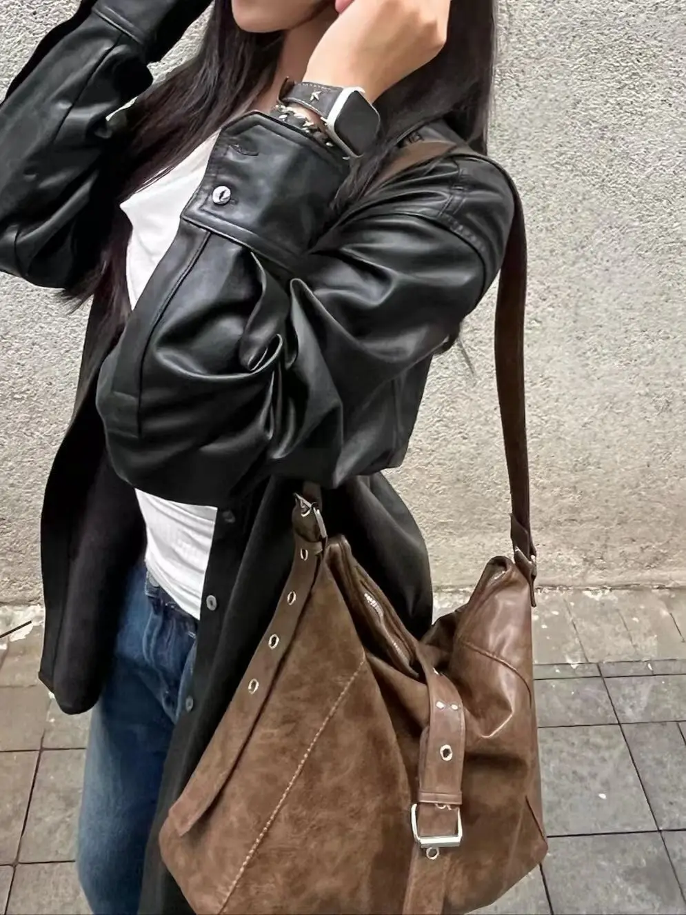 JIAERDI Vintage Brown Shoulder Bags Wallets Women New Fashionable Pu Leather Large Capacity Tote Bag Ladies Retro Y2k Handbag