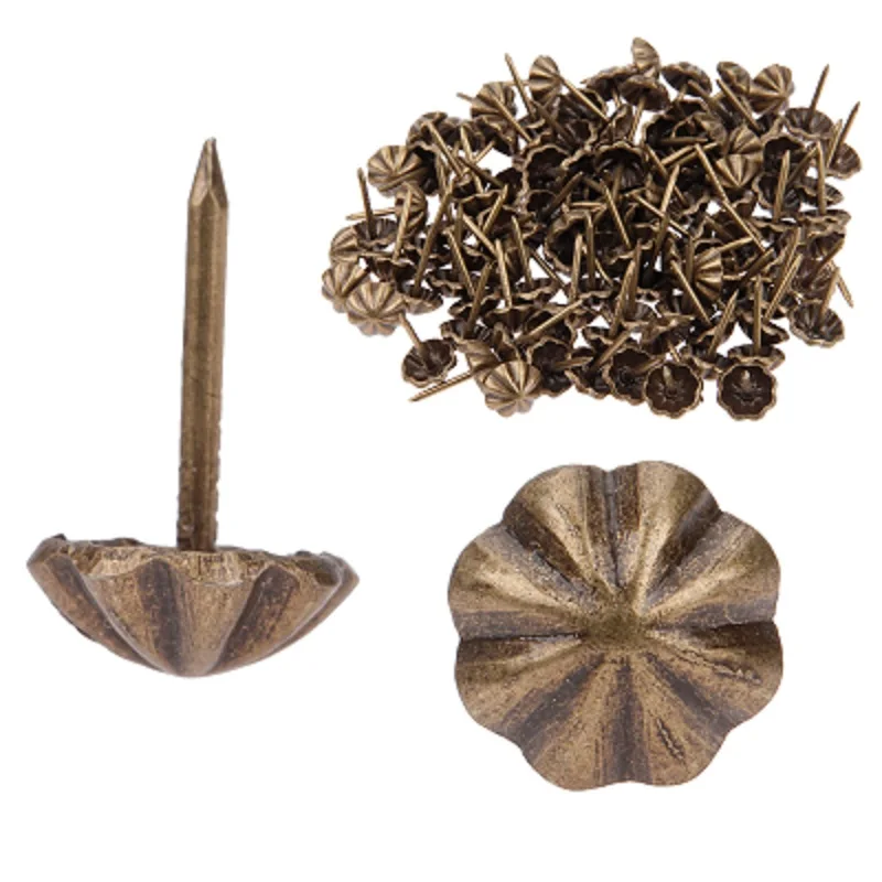 11*17mm Antique Bronze Upholstery Nails Iron Metal Jewelry Gift Box Decorative Upholstery Tacks Stud for Furniture 100Pcs upholstery nail