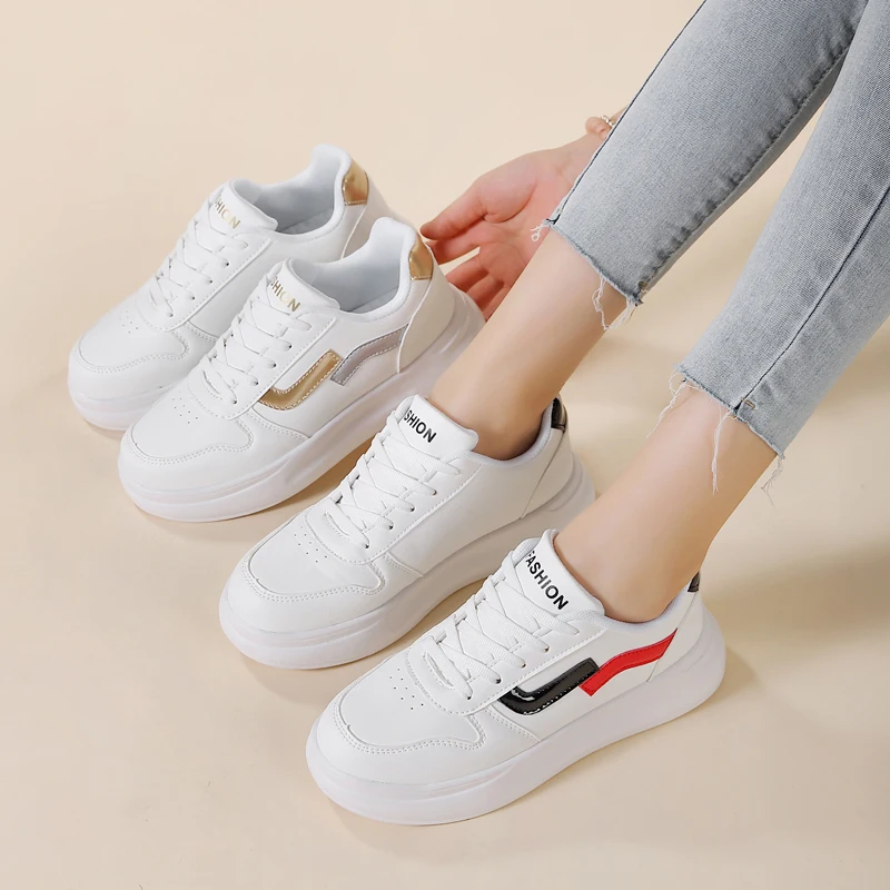 White Shoes for Women New Spring Version Lace-up Casual Shos Ladies Comfort Non-slip Flats Woman Sneakers Zapatillas