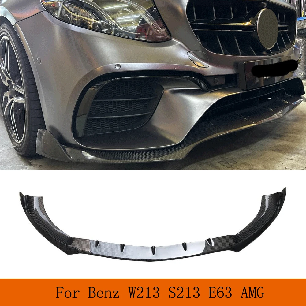 

Car Front Bumper Lip Spoiler For Mercedes Benz W213 S213 E63 AMG 2016-2020 Front Bumper Carbon Fiber Lip Chin