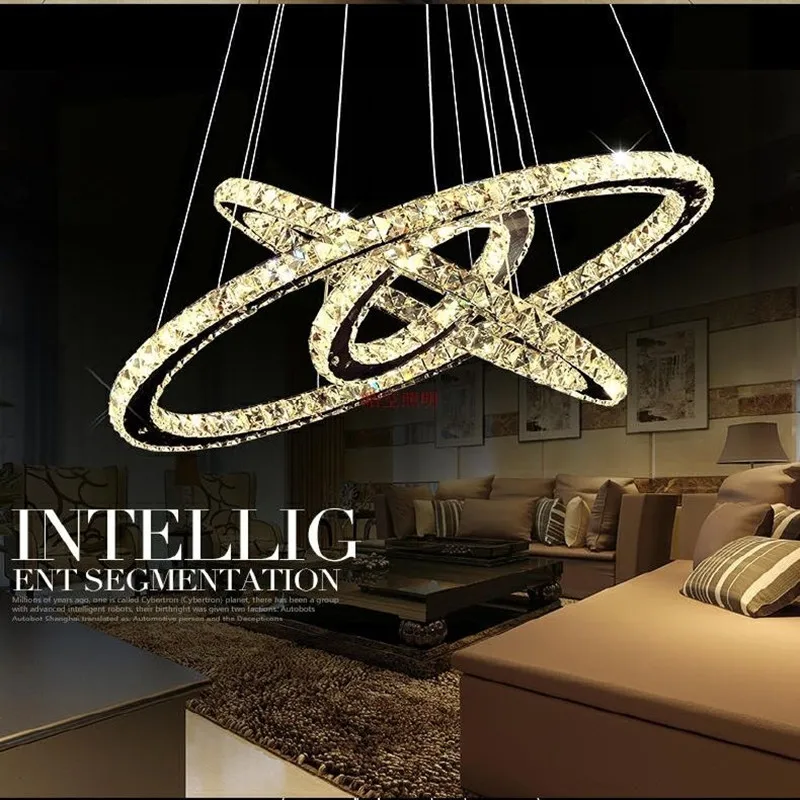 Modern Crystal Rings Ceiling Chandelier Circle Pendant Lamp Living Dining Room Lustre Hanging Light Home Decor Lighting Fixtures ceiling chandelier