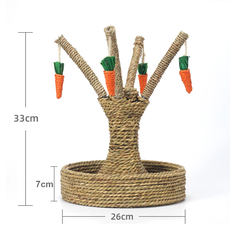 Rabbit Toy Tree Bunny Fun Chew Toy Pet Claw Grinding Board Rattan