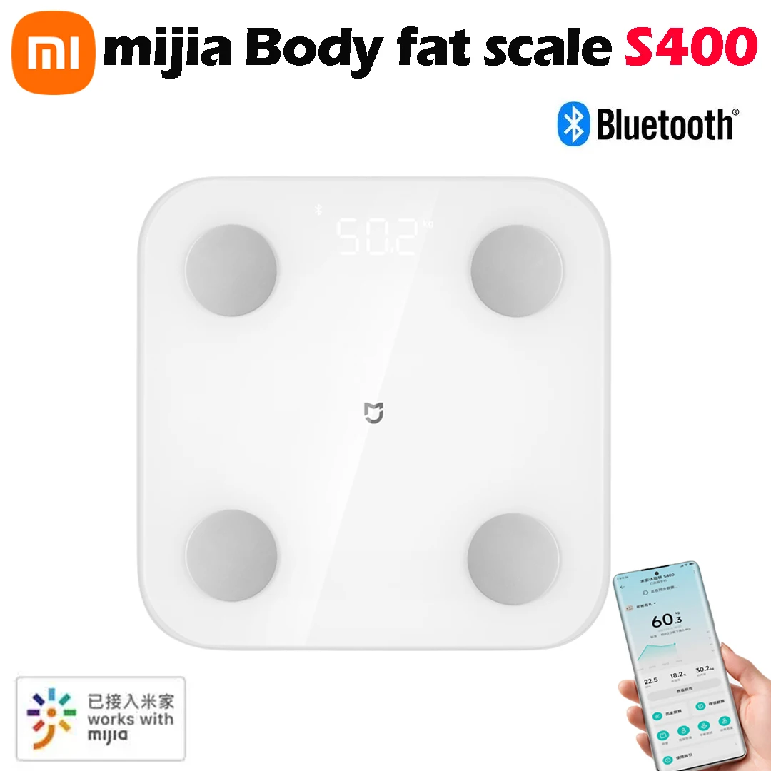 XIAOMI Body Fat Scale S400 Mijia Smart Home Body Composition Scale 150KG  Bluetooth 5.0 LED Display Dual Frequency Measurement - AliExpress