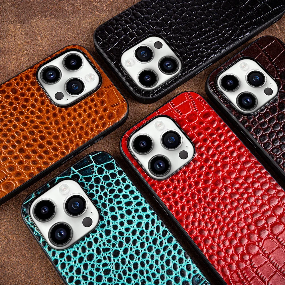 Premium Genuine Leather Cowhide Phone Case - Elegant Protective Back Shell Cover