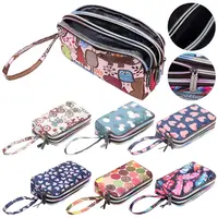 1PC Print Canvas Three-layer Long Wallet Larger Capacity Coin Purse Portable Waterproof Female Handbag Print Canvas Bag 1