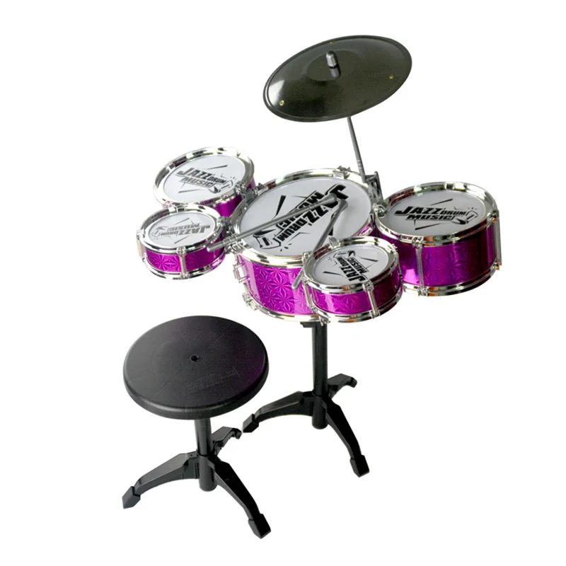 Kids Boy Girl Music 5pcs/set Drum Set With Stool Musical Instrument Toys Playset