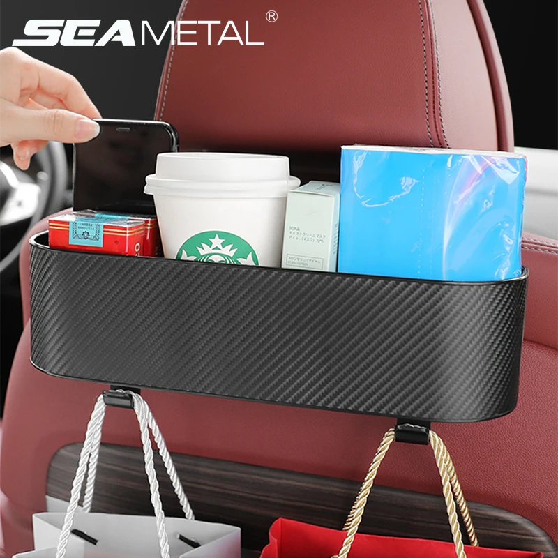 ABS Car Seat Back Storage Box with Hook Cup Holder for Universal Use