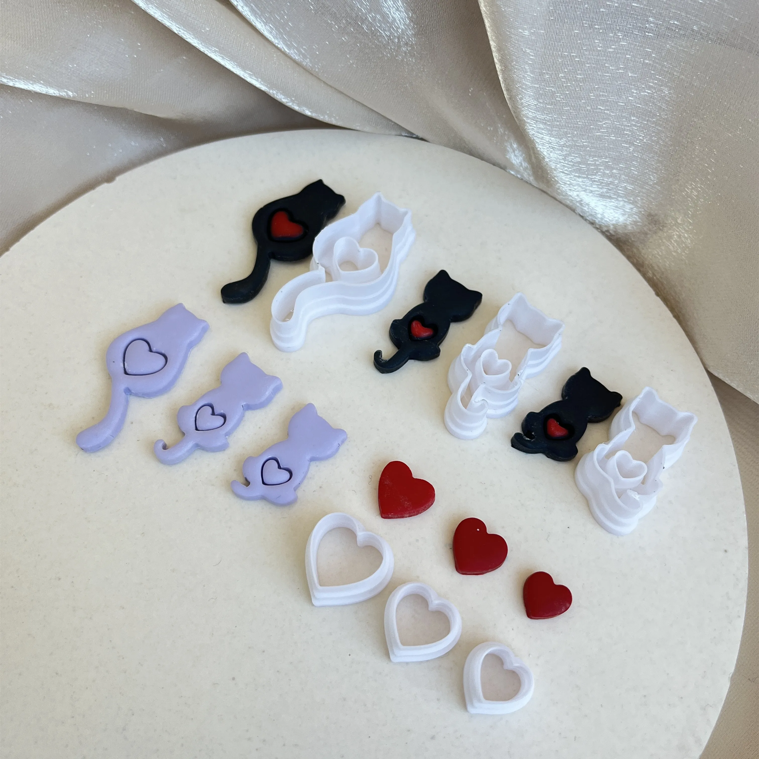 Valentine's Day Kitten Heart Series Heart-shaped Polymer Clay DIY Cutter For Earrings Jewelry Pendant Making polymer clay cutter