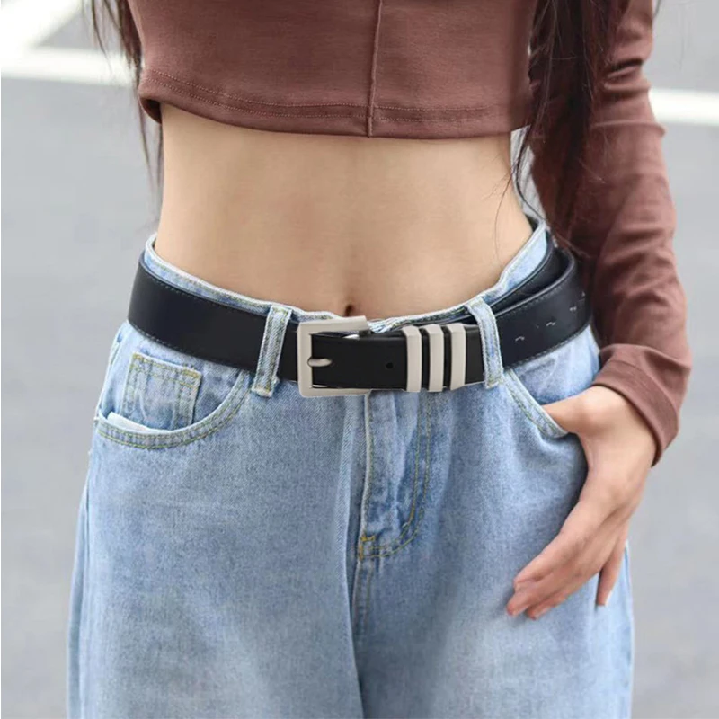 

Unisex PU Leather Belt For Woman Free Size Luxury Brand Vintage Pin Buckle Jeans Waist Belts Men Ladies Retro Black Strap