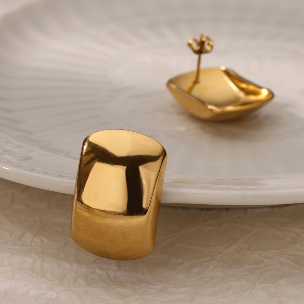 Chunky Dome Stainless Steel Stud Earrings for Women