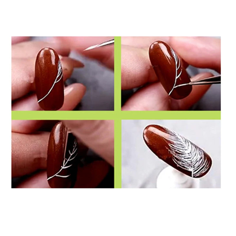 3Pcs Nail Art Liner Brushes French Stripe 3D Tips Line Stripes DIY Drawing Pen UV Gel Brushes Painting Manicure Nail Tool Sets 6