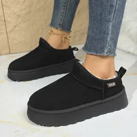 Snow Boots for Women 2025 Winter New Cashmere Warm Thick Soles Without Heel-covered Hair Half Slipper Cotton Shoes for Women - Image 5