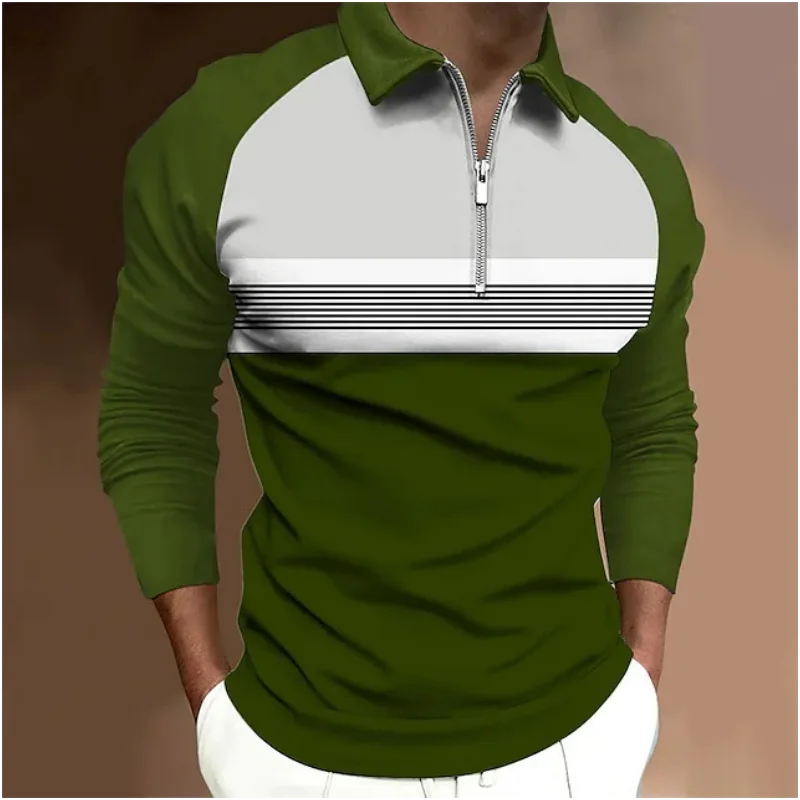 

Men's shirt Polo Golf Men's King printed T-shirt High quality cuffed short sleeve zipper pullover men's clothing