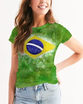 Maglietta con bandiera brasiliana maglietta da donna di moda maglietta con stampa 3d personalizzata con bandiera Brasil camicetta da donna 1