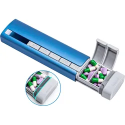 Premium Aluminum Alloy 7 - Day Pill Organizer - Durable, Portable Medication & Vitamin Storage Case (Blue)