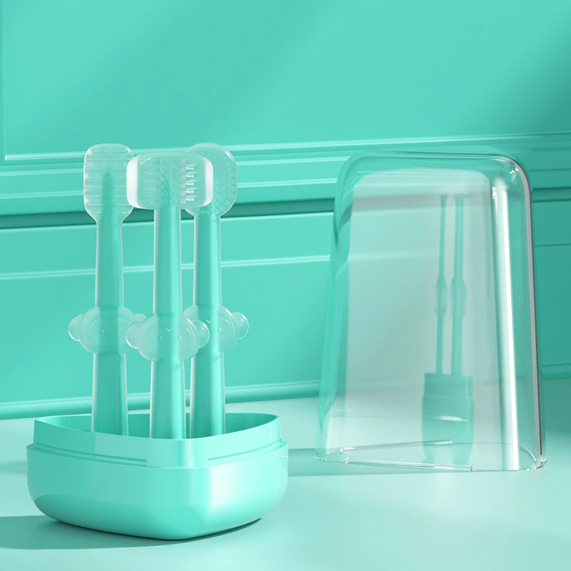 3pcs/pack Siliocne Baby Toothbrush,Mouth Cleaner,Tongue Moss Oral Cleaning Brush