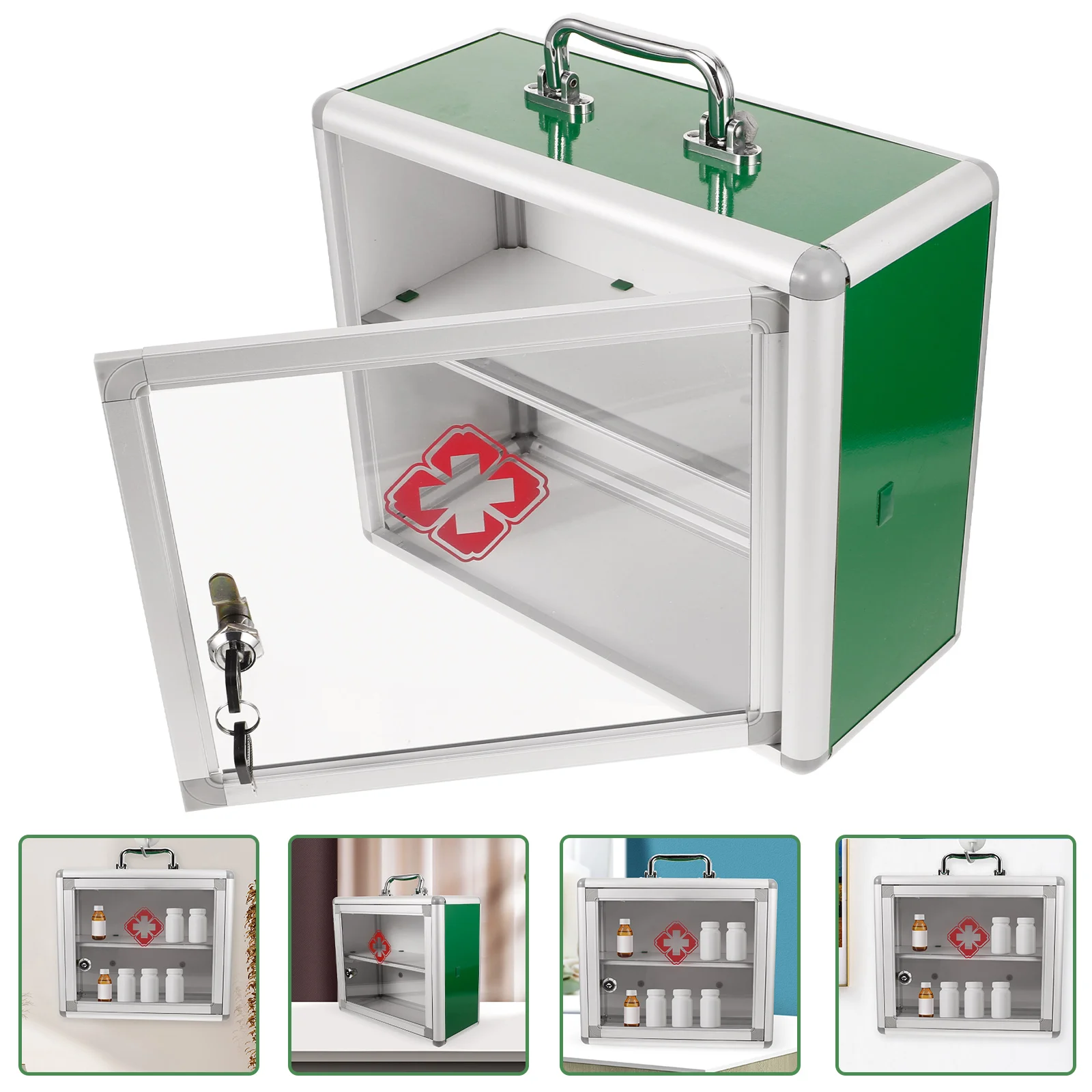 

First Aid Kit Wall-mounted Medicine Case Hanging Aluminum Alloy Storage Container