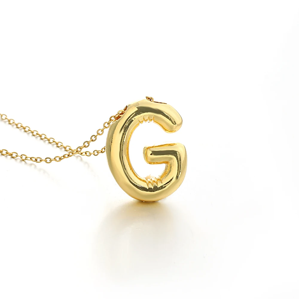 AENSOA Gold Plated Chunky Alphabet Balloon Necklace