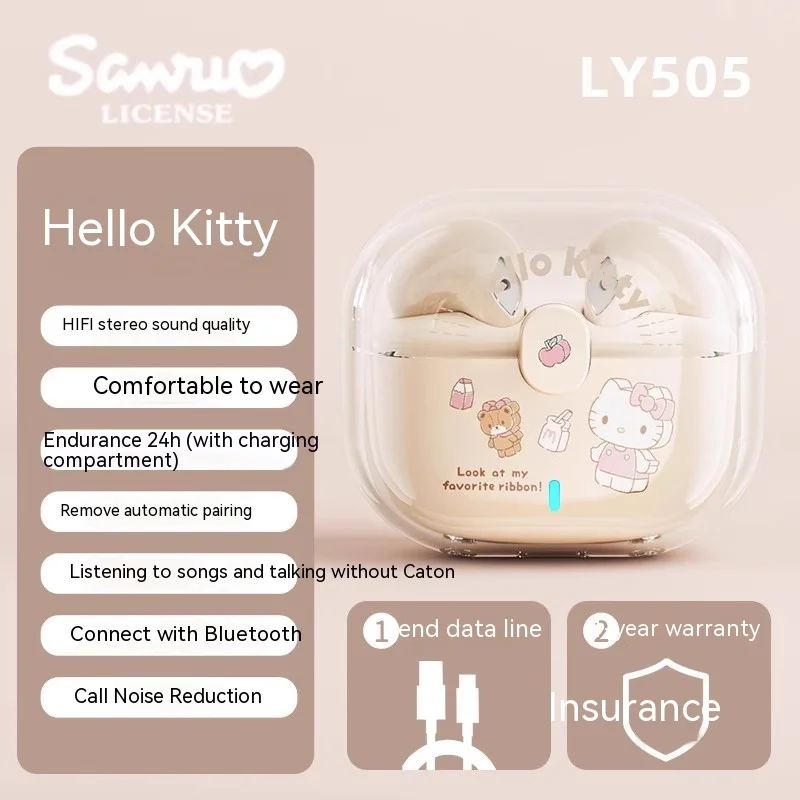 thumbnail image 1 of Lindos auriculares inalámbricos Bluetooth con batería de larga duración de Hello Kitty Kuromi My Melody Anime Cartoon Kawaii como regalo para niñas, 1 of 5