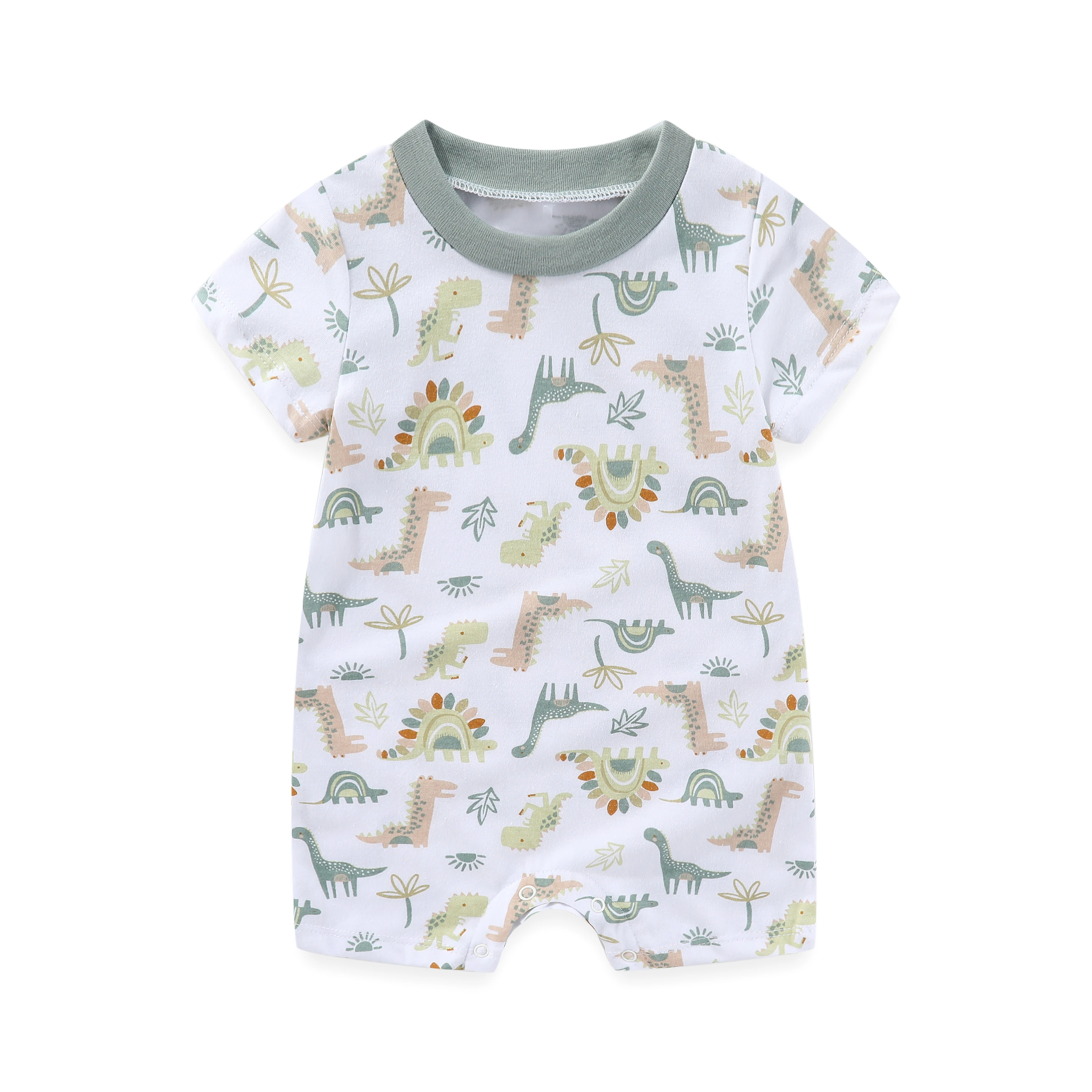 Newborn Baby Dinosaur Jumpsuit 2-Piece Set Of Striped Printed Baby Summer Short Sleeved Clothes 4
