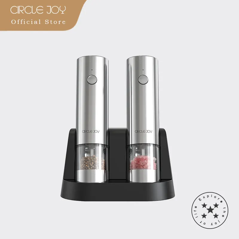 Electric Salt & Pepper Grinder Set – Rechargeable, Stainless Steel, LED Light, Adjustable Coarseness