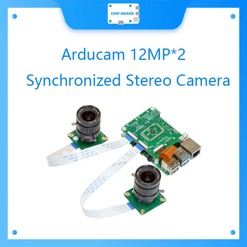 

Arducam 12MP*2 Synchronized Stereo Camera Bundle Kit for Raspberry Pi, Two 12.3MP IMX477 Camera Modules with CS Lens and Camar