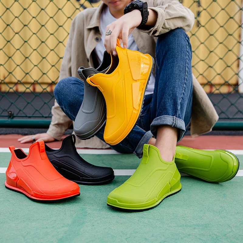 Botas de lluvia antideslizantes para hombre y mujer, zapatos impermeables de tubo corto, botas de agua para uso exterior, zapatos de goma, zapatos pesca| | - AliExpress