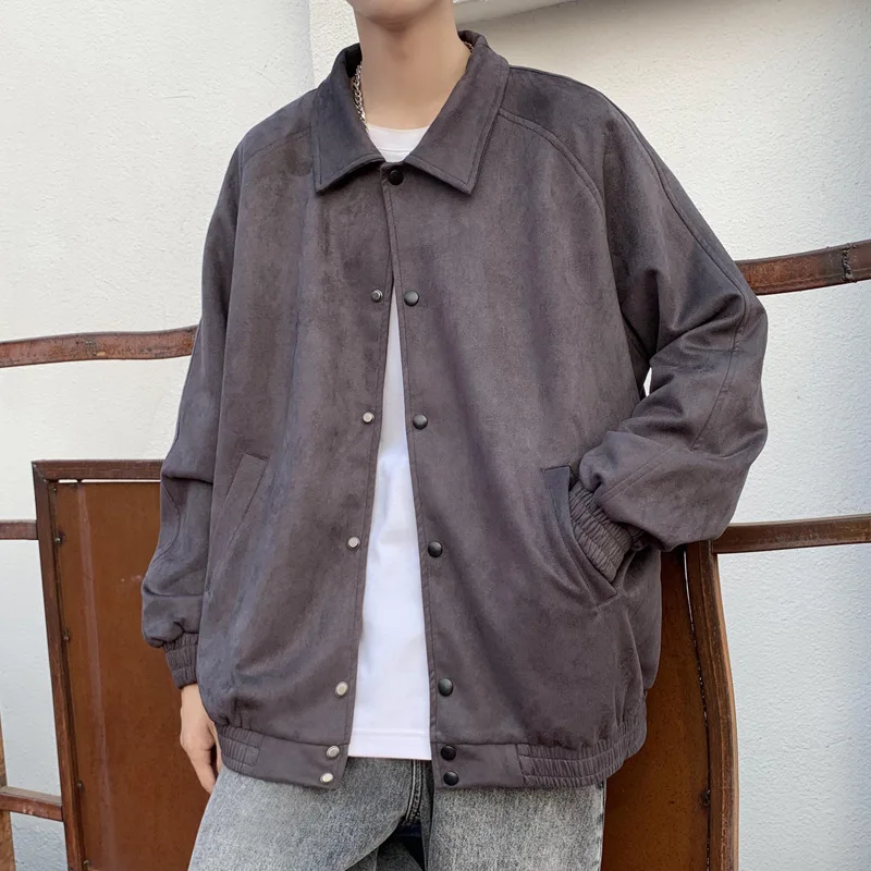 

Solid color coat men's loose vintage jacket casual lapel clothes