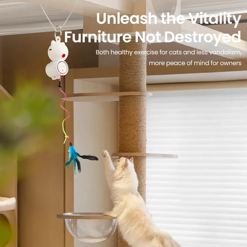 ROJECO Automatic Cat Toys 2 in 1 Laser Toy Retractable Feather Stick - Image 5