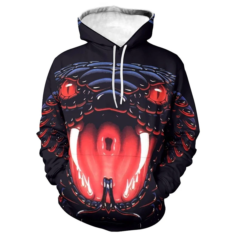 

Horror Animal Snake 3D Printed Hoodies For Men Fashion Goth Cobra Graphic Sweatshirts Casual Streetwear Pullovers Tracksuit Tops