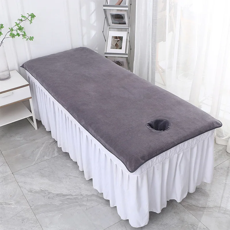 Beauty Bedsheet Cosmetic Salon Sheets Velvet Massage Treatment Bed Sheets SPA Clubhouse Dedicated Breathable Bed Sheet with Hole 5