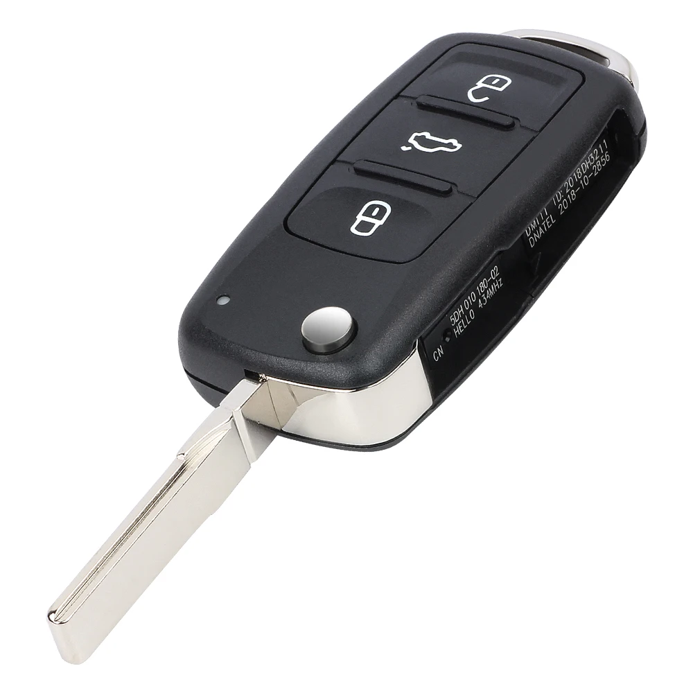 KEYECU Flip Remote Car Key Shell Case With 3 Buttons For Volkswagen Golf Beetle Caddy Eos Polo Scirocco Jetta For Skoda Seat Key Case Car Key Shell Key Shell