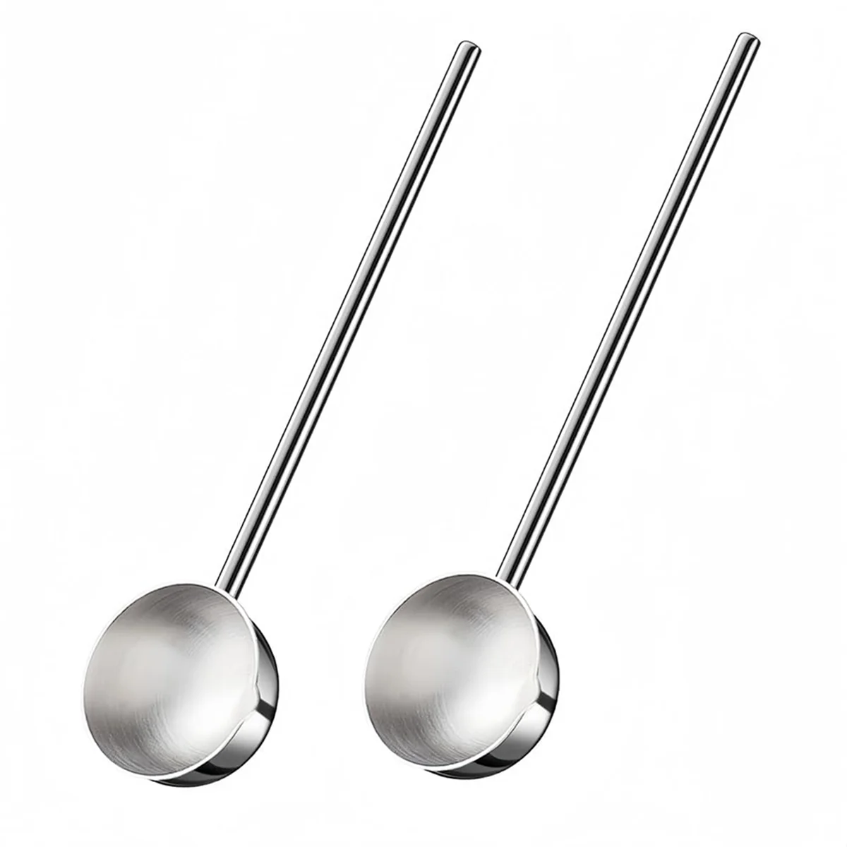Small Soup Ladle Stainless Steel Metal Deep Spoon with Pour Spout 2Oz Long Handle Ladles for Kitchen 2 Pack