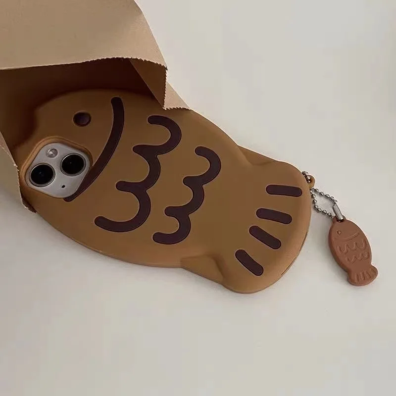 Cartoon Fish Silicone Soft Phone Case with Pendant