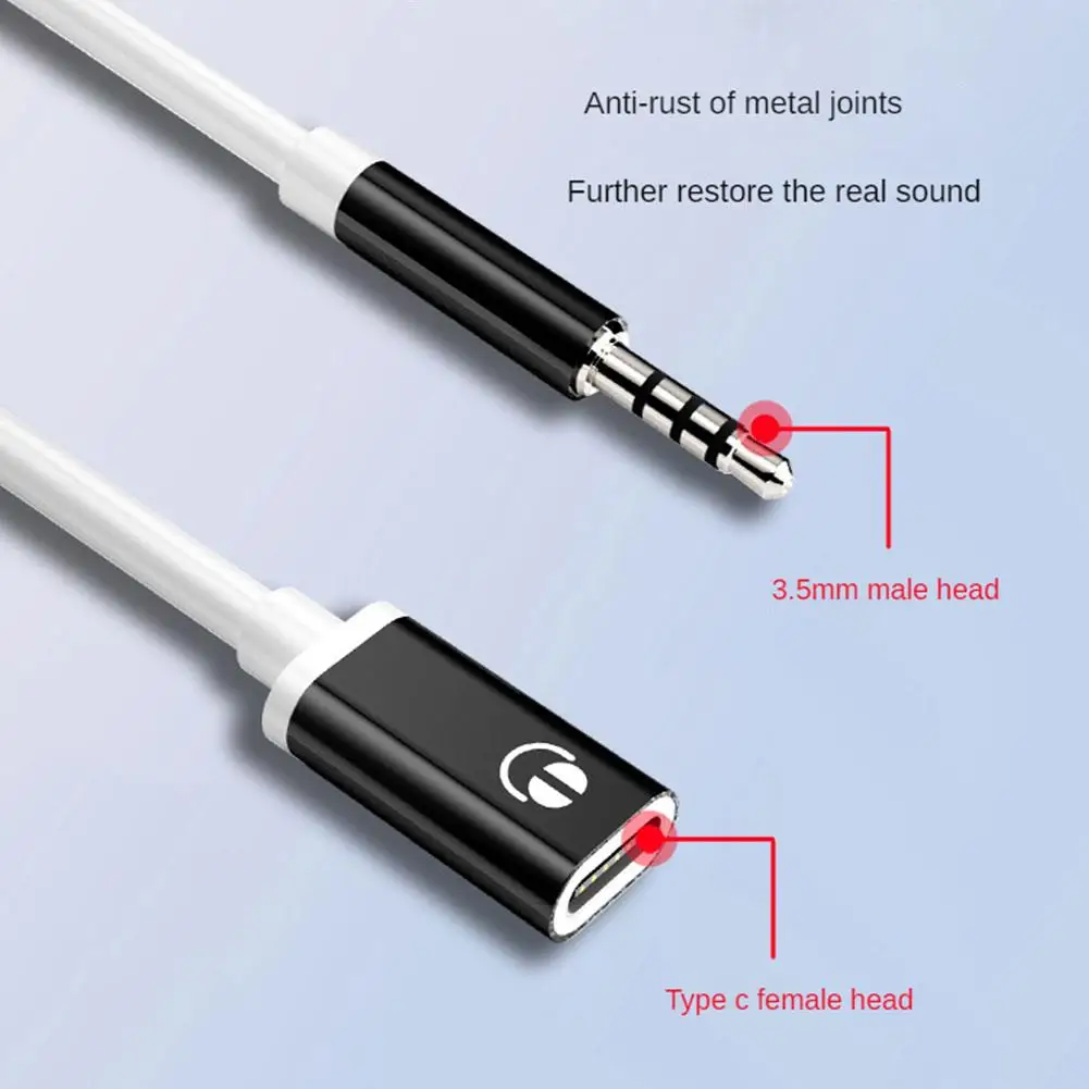 3.5mm Male to Type-c Female Headphone Aux Cable Converter 1pcs