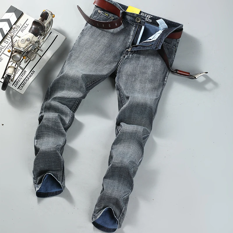 WTHINLEE New Men Soft Straight Jeans Office Business Casual Denim Trousers Classic Brand Stretch Fashion Men's Pants Size 28-40 4