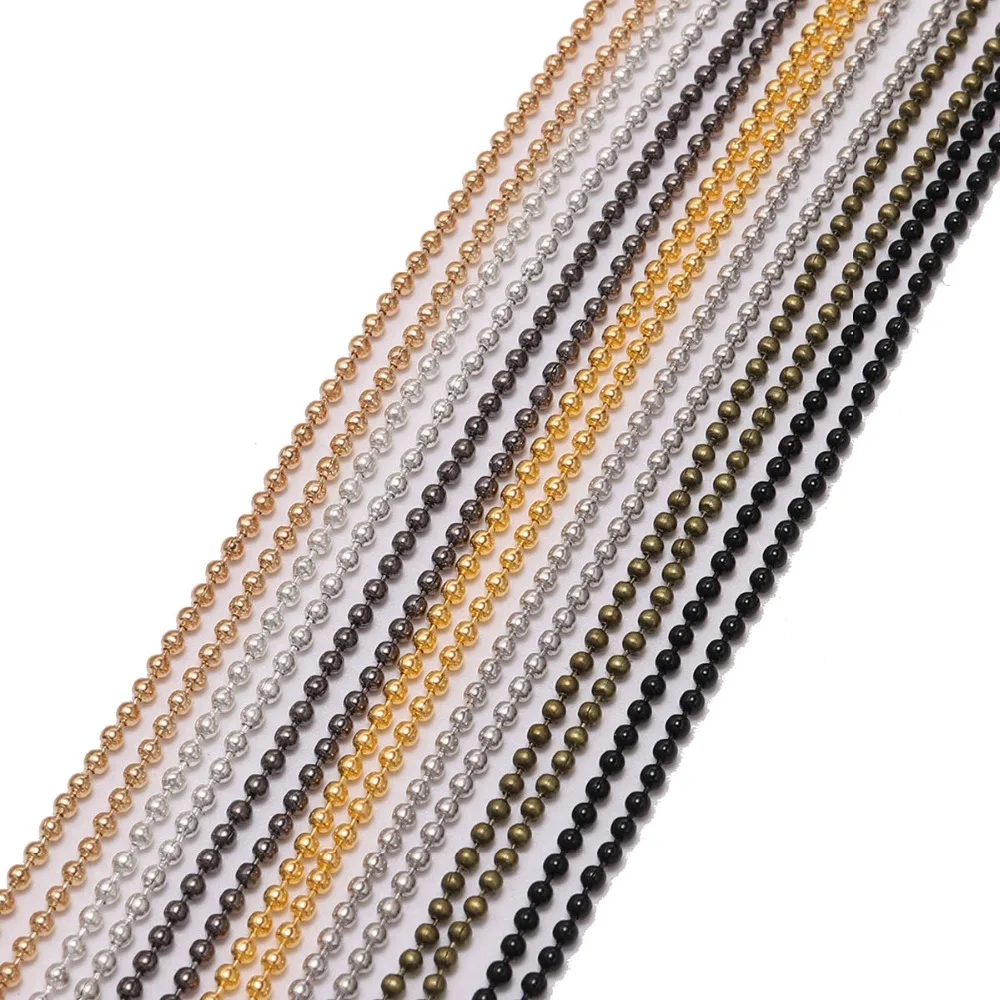 Metal Ball Bead Chains 5m/lot 1.2 1.5 2.0 mm For Jewelry Making Supplies DIY Accessories